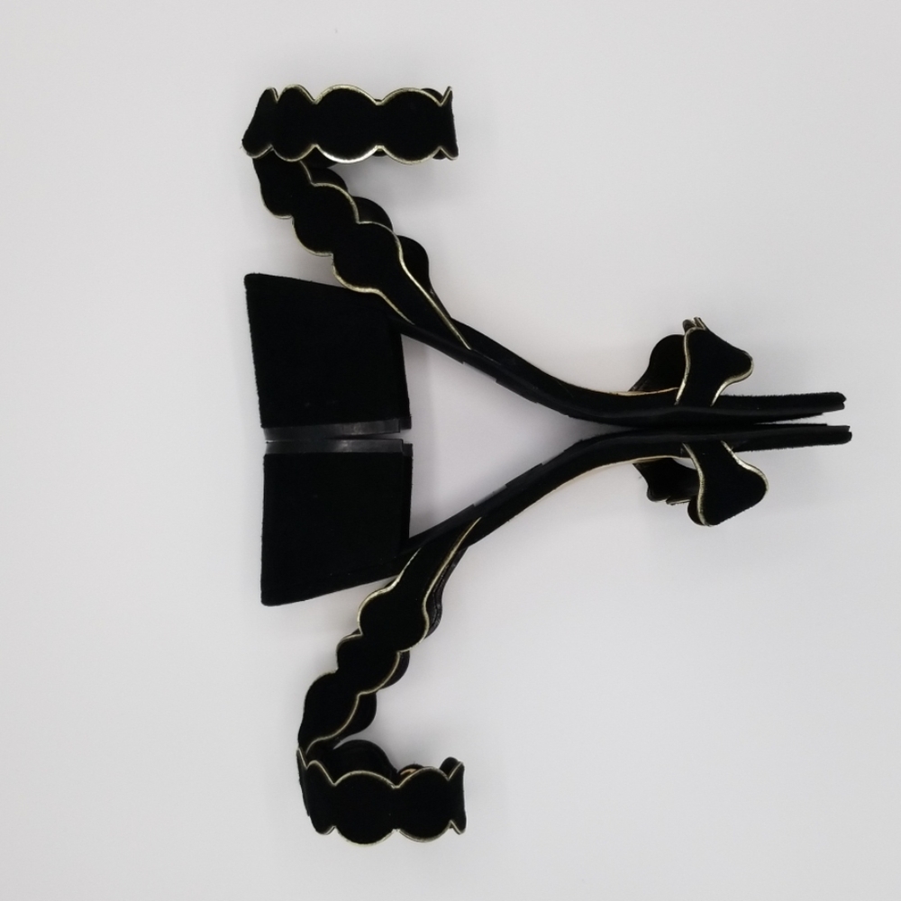 UNISA Black/Gold "Eadldyn" Scalloped Block Heels - Picture 2 of 8